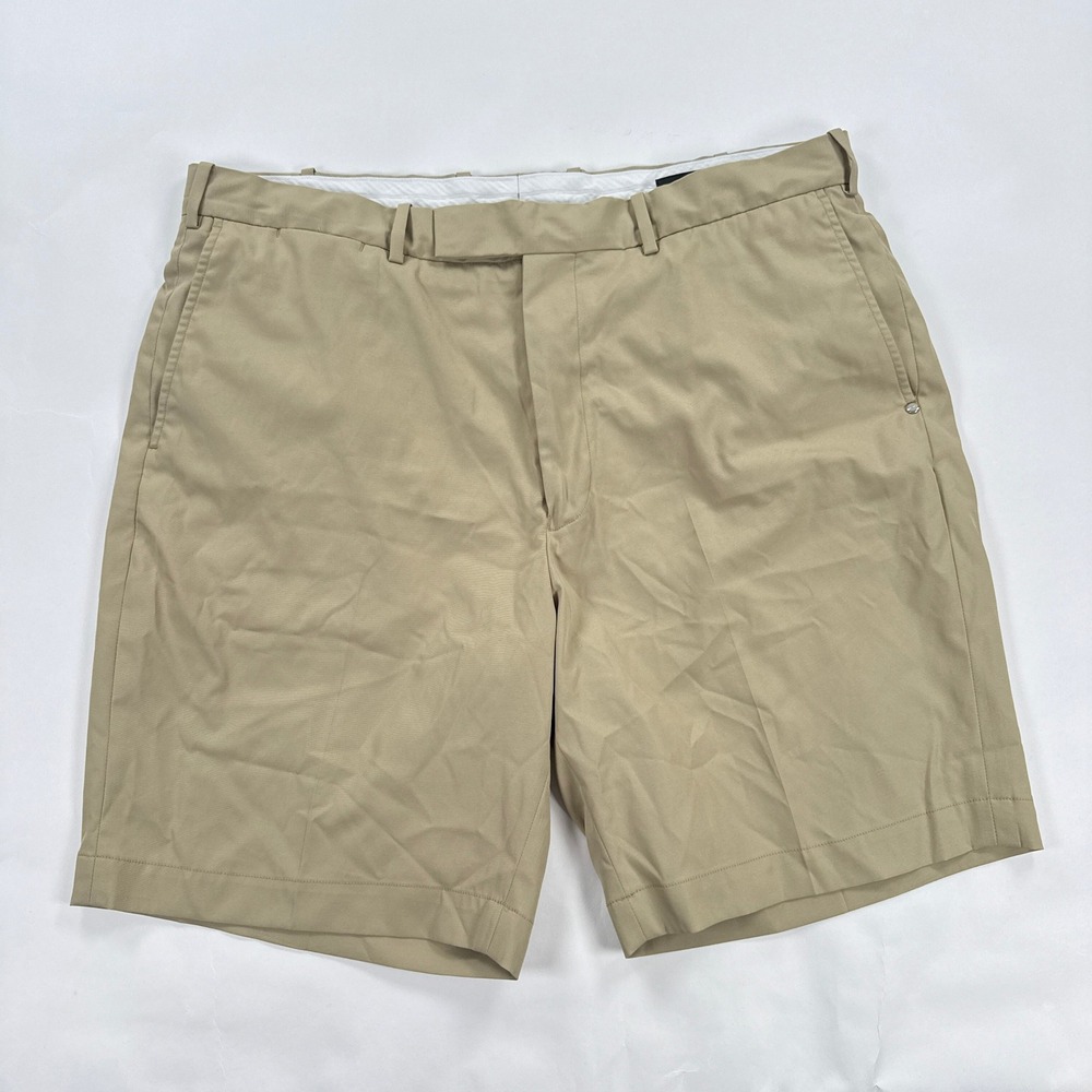 RLX Ralph Lauren Mens Shorts 38 Tan Khaki Flat Front Performance Golf Casual